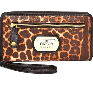 nicole by Nicole Miller "Cara" Triple-Zip Leopard Wallet